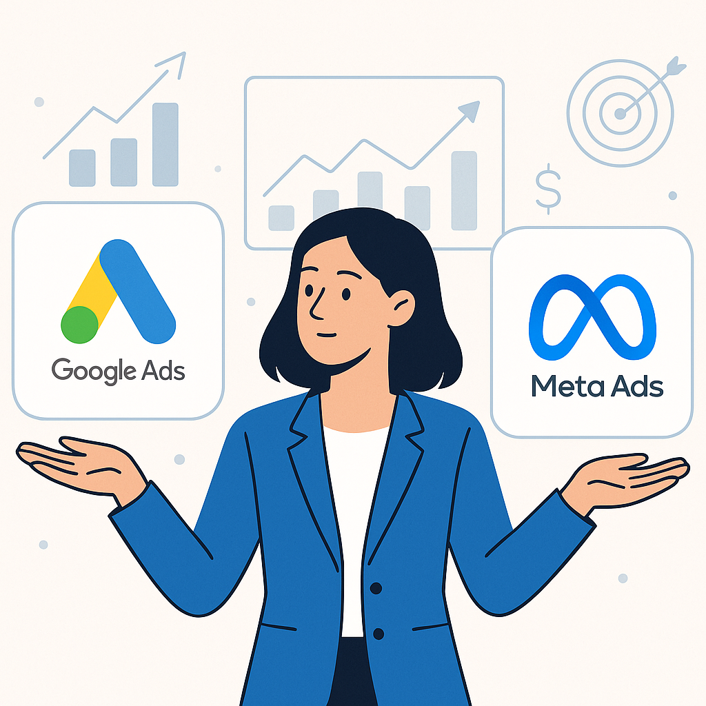 Google Ads mı, Meta Ads mı? KOBİ'ler İçin Doğru Performans Pazarlama Kanalını Seçmek — UGİ BİLİŞİM blog kapağı ve dijital pazarlama içeriği