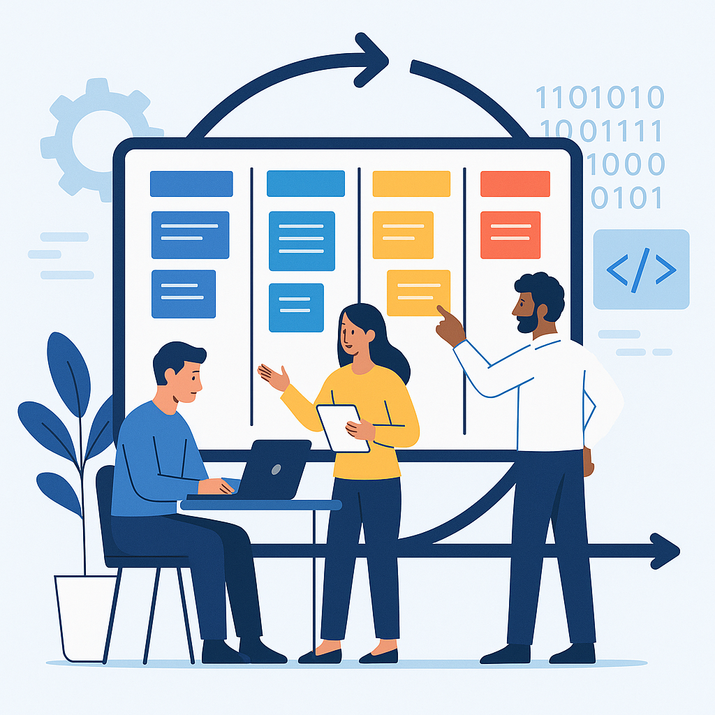 Yazılım Geliştirmede Agile Metodolojisi ve Avantajları blog yazısı öne çıkan görseli — UGİ BİLİŞİM