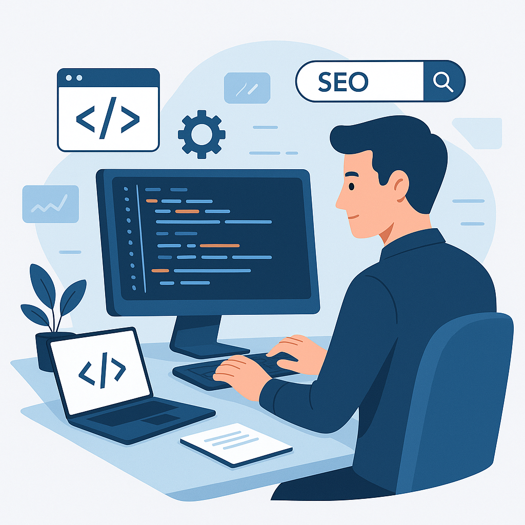 SEO Uyumlu Yazılım Geliştirme: İpuçları ve Yöntemler blog yazısı öne çıkan görseli — UGİ BİLİŞİM
