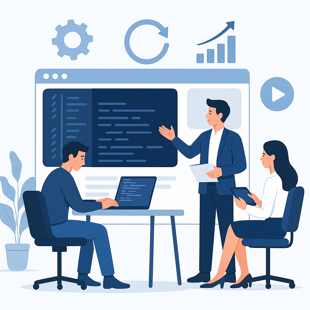 Yazılım Geliştirme Sürecinde Hız ve Verimlilik Nasıl Artırılır? blog yazısı öne çıkan görseli — UGİ BİLİŞİM