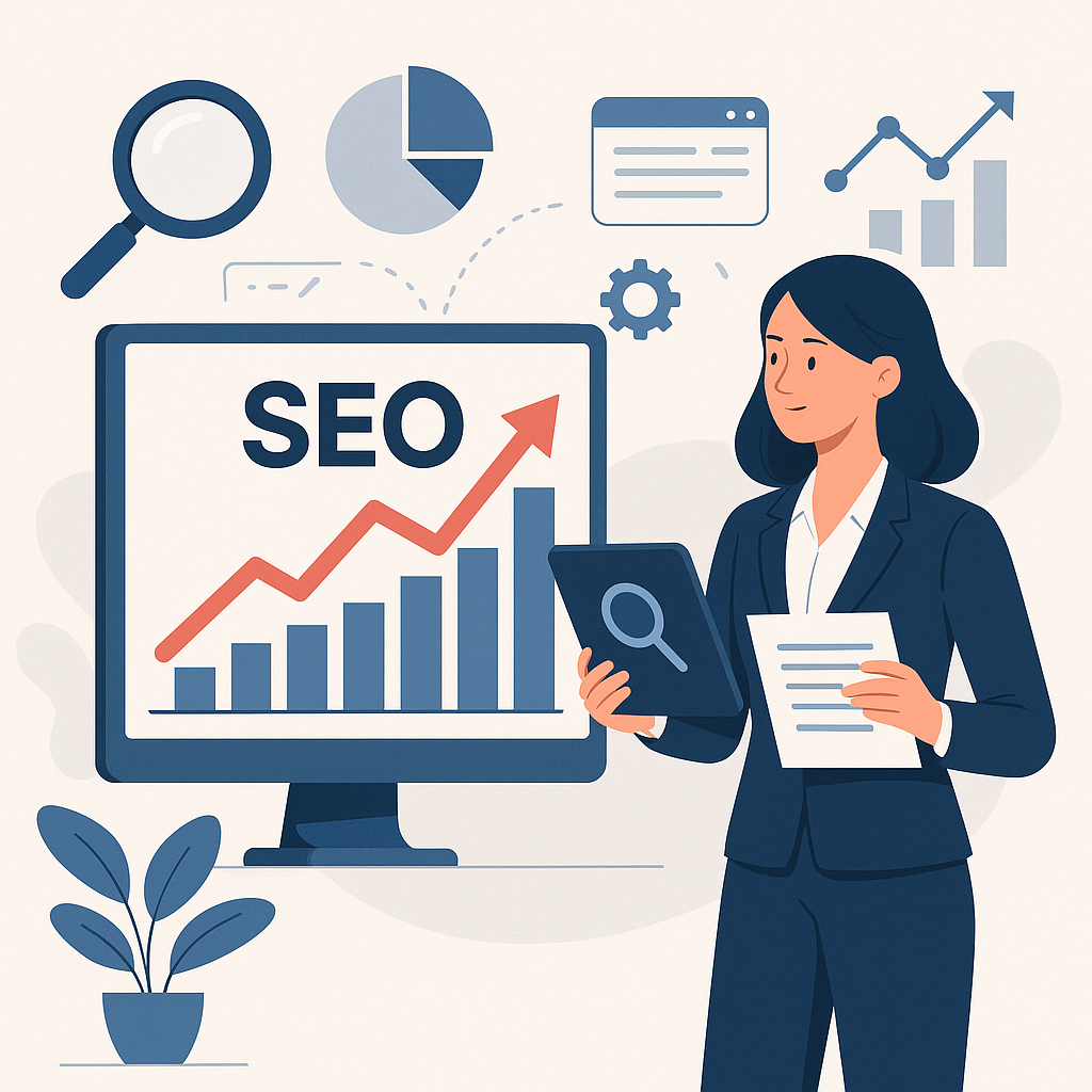 SEO Stratejileri ile Organik Trafiği Artırmanın Yolları — UGİ BİLİŞİM blog kapağı ve dijital pazarlama içeriği