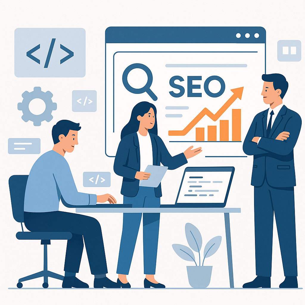 ** Yazılım Geliştirme Sürecinde SEO Uygulamaları — UGİ BİLİŞİM blog kapağı ve dijital pazarlama içeriği
