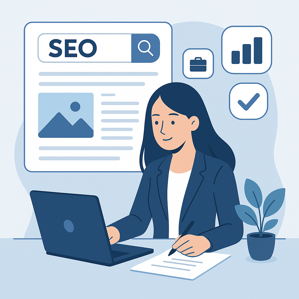 SEO Uyumlu İçerik Oluşturmanın Püf Noktaları başlığını tasvir eden UGİ BİLİŞİM blog görseli
